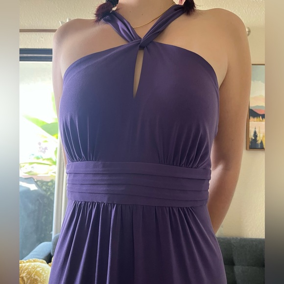 Amsale Jersey Halter A line Floor length Dress Gown Sz 6 & 8 - Picture 3 of 5